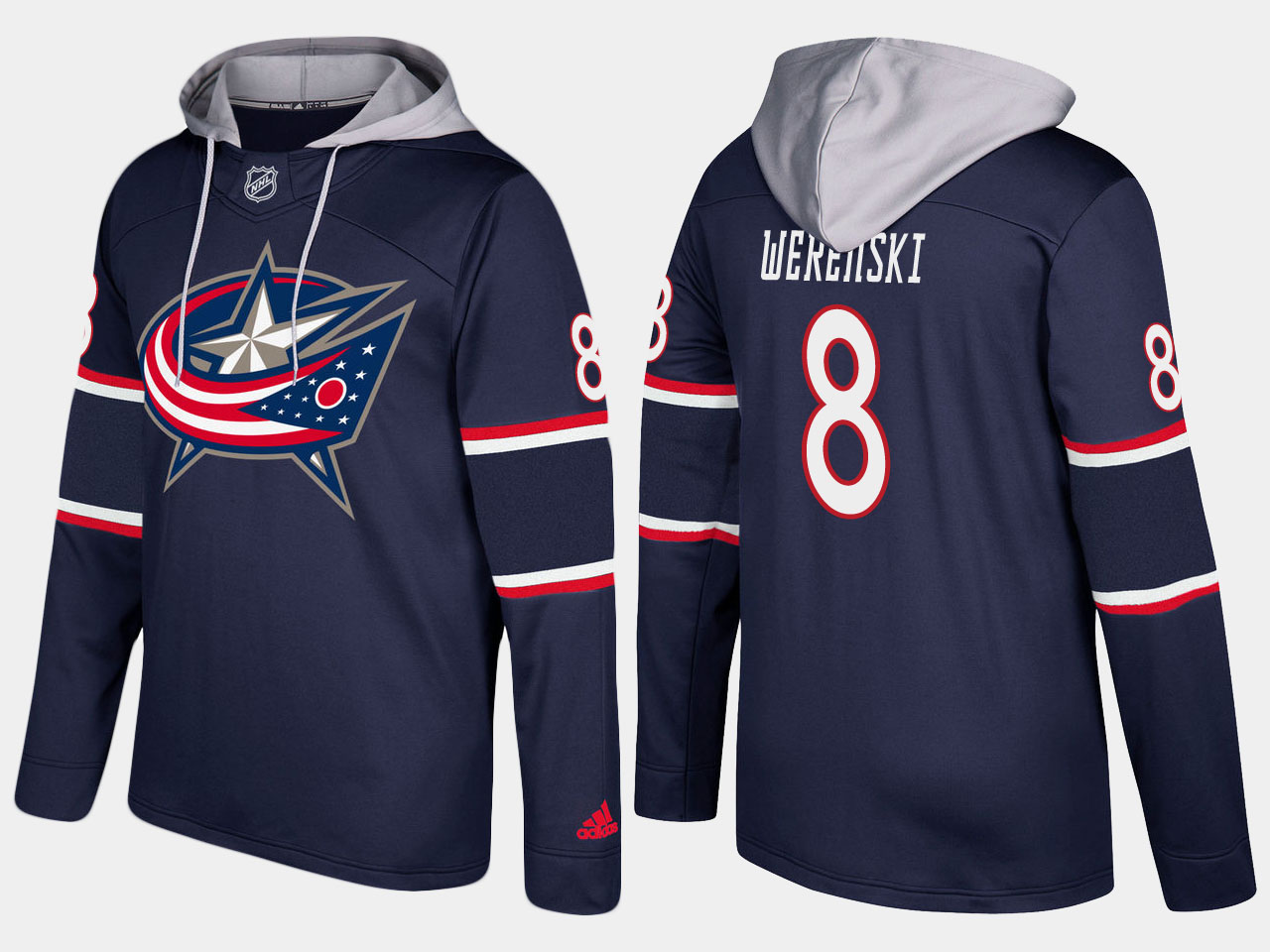 Men NHL Columbus blue jackets #8 zach werenski navy blue  hoodie